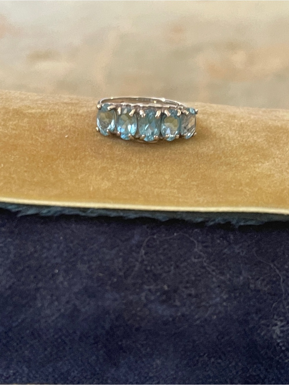 Vintage Silver Blue Topaz Five-Stone Ring
